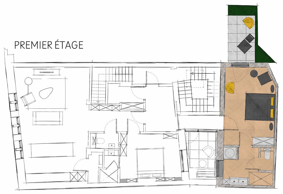 Comfort Double Room, 1 Queen Bed, Non Smoking, Courtyard View | Floor plan