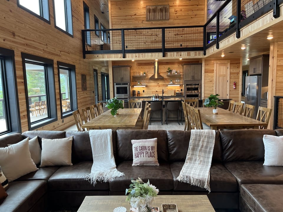 Living Room, Dining Room, Kitchen - great gathering spaces for large groups with stunning mountain views