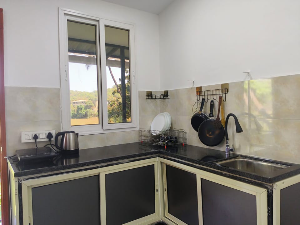 Deluxe Single Room, Balcony | Private kitchen | Full-size fridge, stovetop, dishwasher, cookware/dishes/utensils