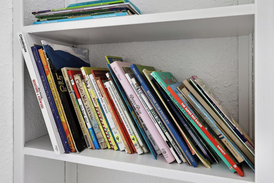 Kids book selection in bunk room