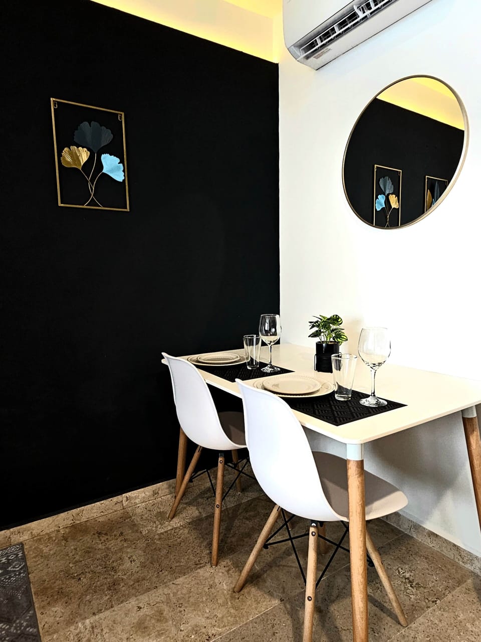  Intimate dining nook with seating for guests
