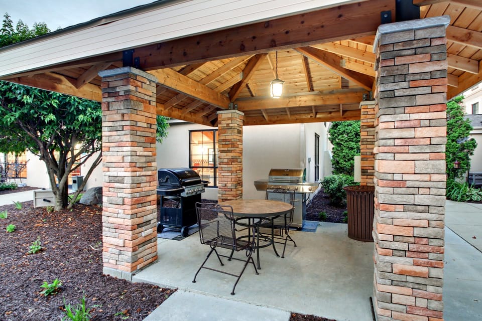 Outdoor grill and dining area