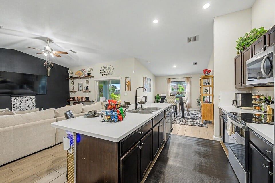 Kitchen | Kitchen Island with Sink | Open Living & Dining View