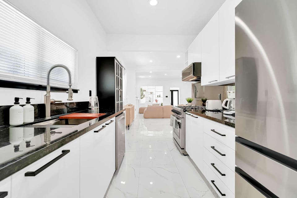 Spacious and functional, with plenty of room for preparing meals as a group.