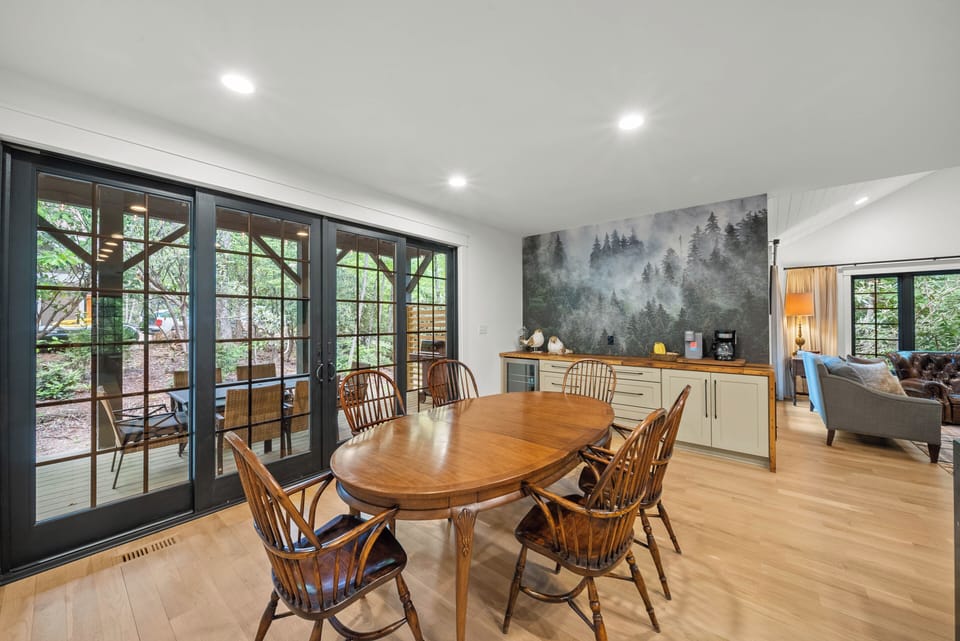 Coffee Bar and Dining Table Lead to the Covered Deck