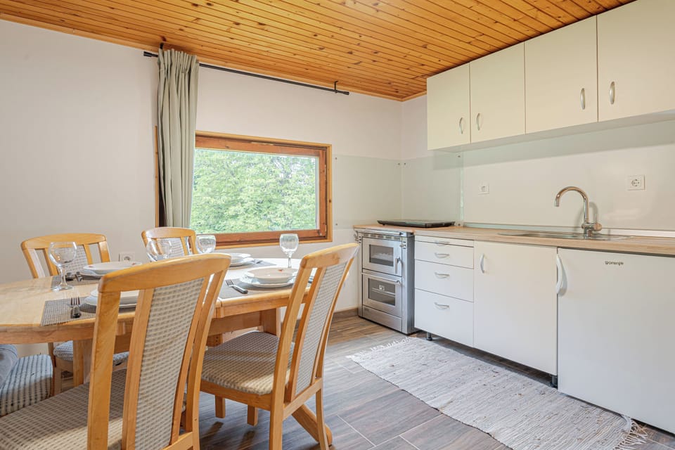 Family House, Multiple Bedrooms, Mountainside (Hideaway Lodge Trtinka) | Private kitchen | Fridge, microwave, oven, stovetop