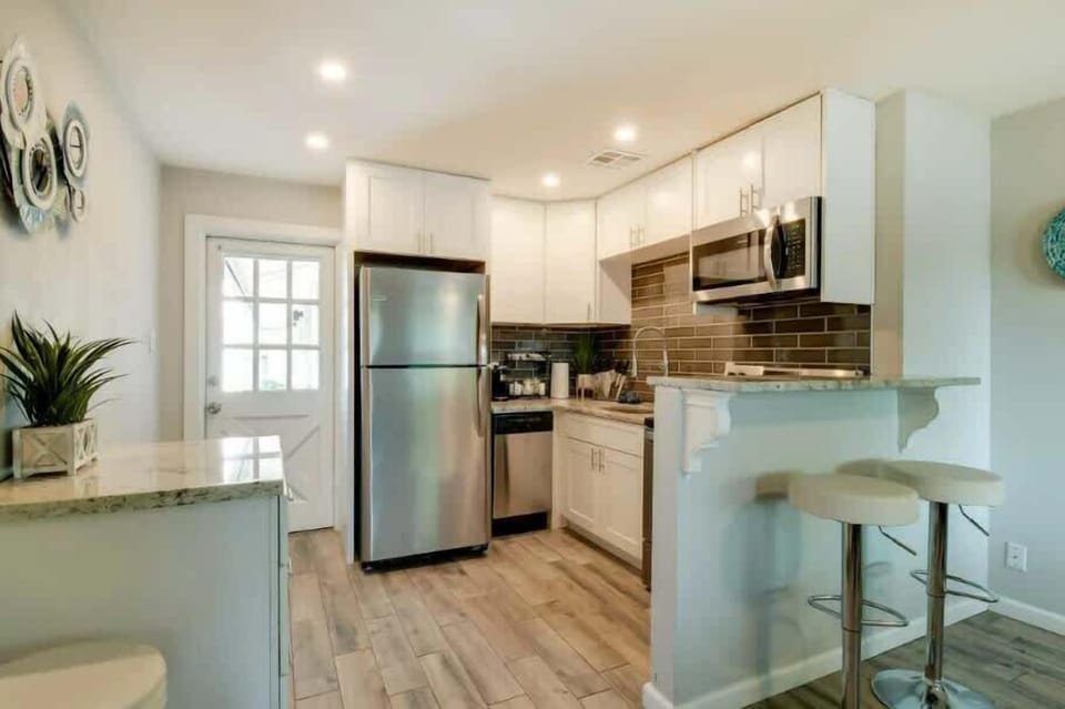 kitchen and back door to court yard 