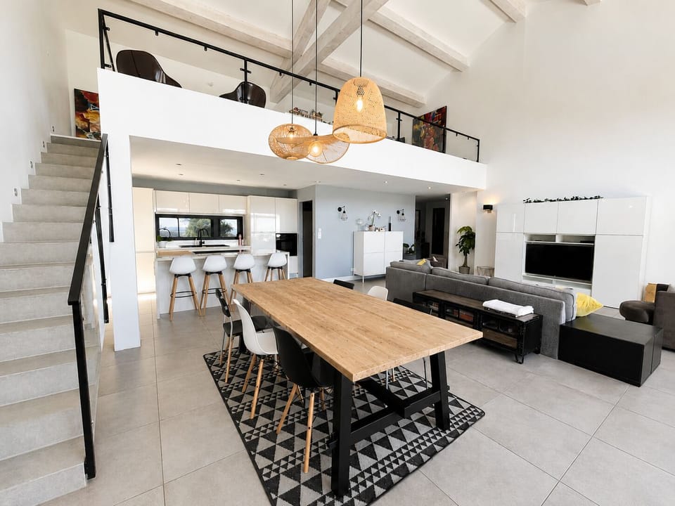 Living room, dining area