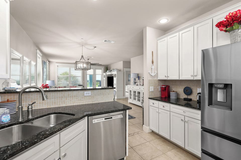 Fully equipped kitchen with stainless steel appliances