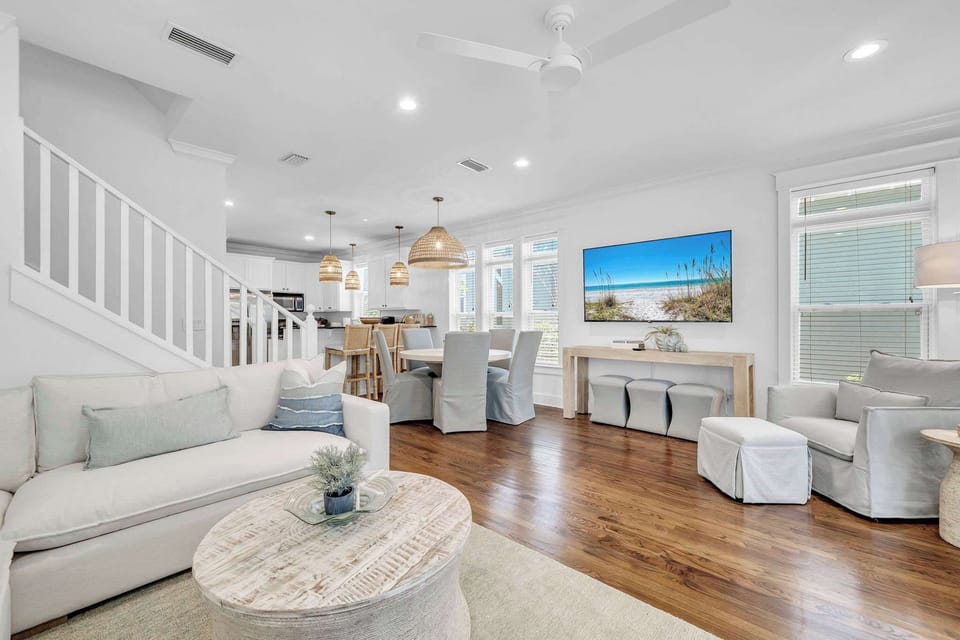 Open concept living and dining