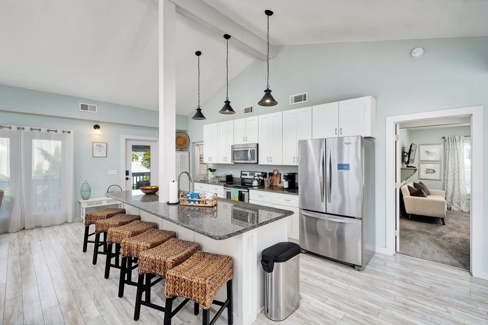 Large kitchen is fully stocked and equipped
