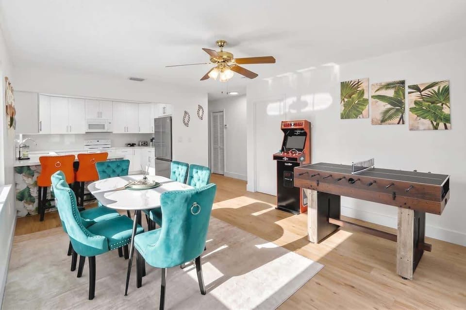 Dining table with seating for six, perfect for family meals
