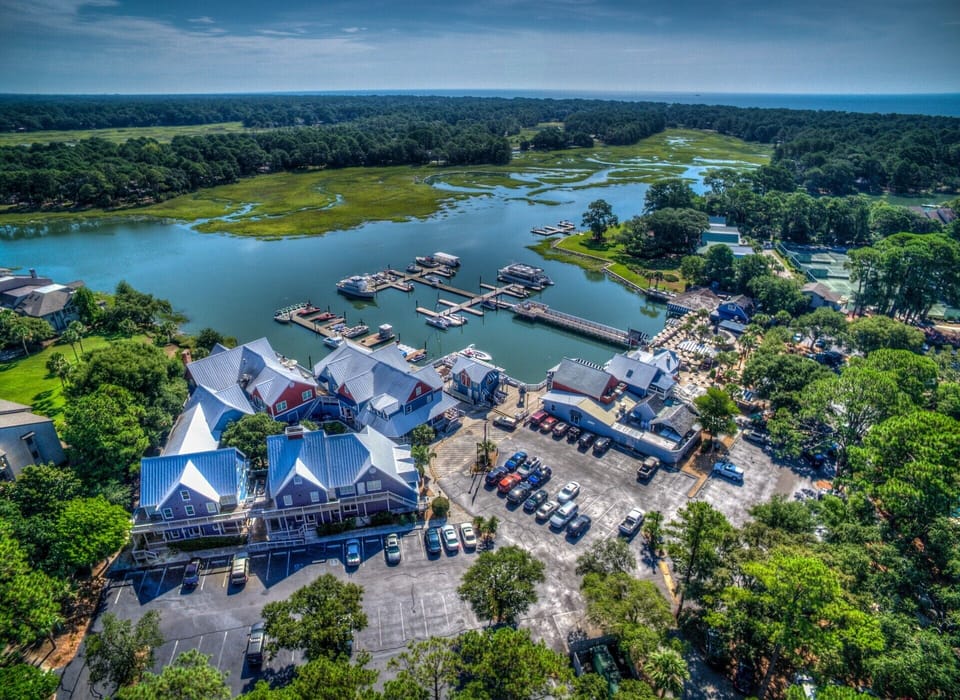 South Beach Marina Village is close to the Bluff Villas in Sea Pines