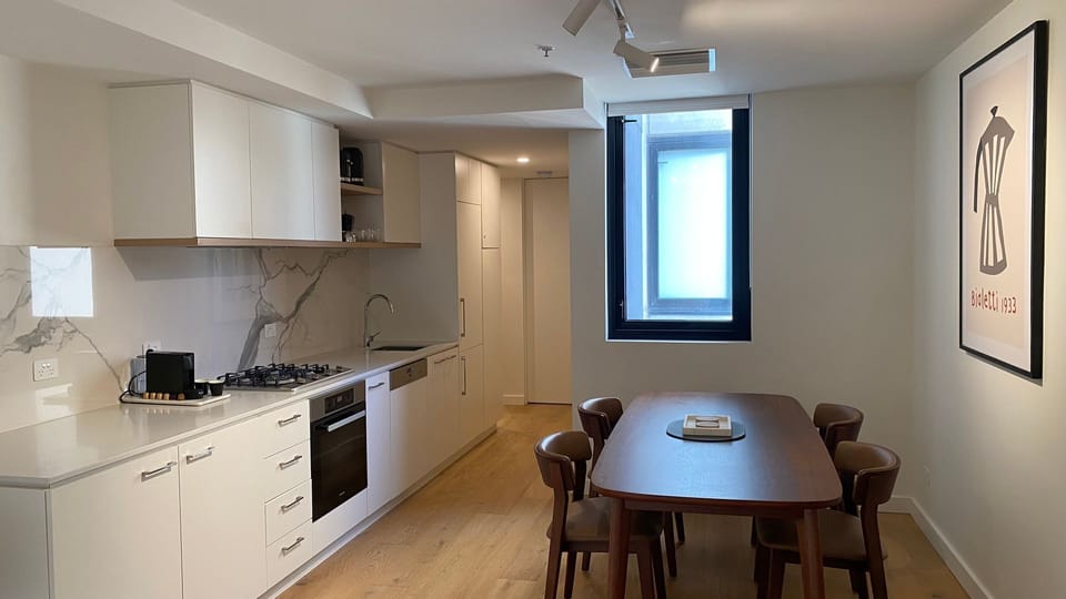 Modern kitchen and dining space with everything needed for a convenient stay.