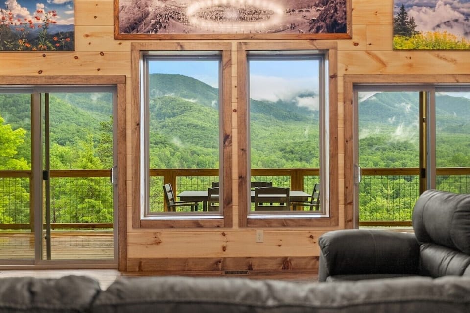 Living room with mountain view