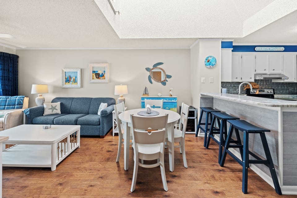 Open concept living and dining areas