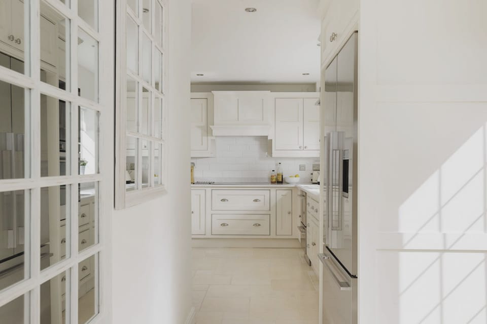 The dining area flows through to the kitchen