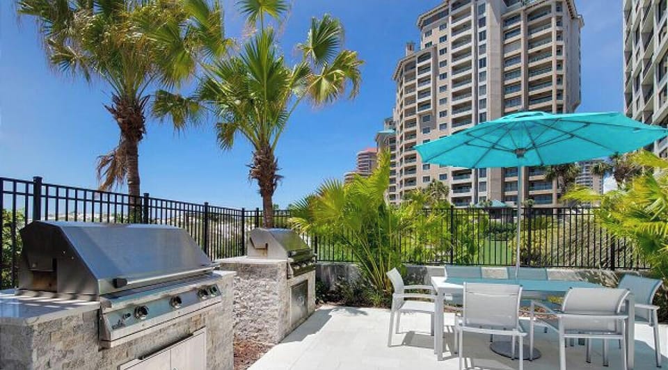 Outdoor grilling stations for guest use
