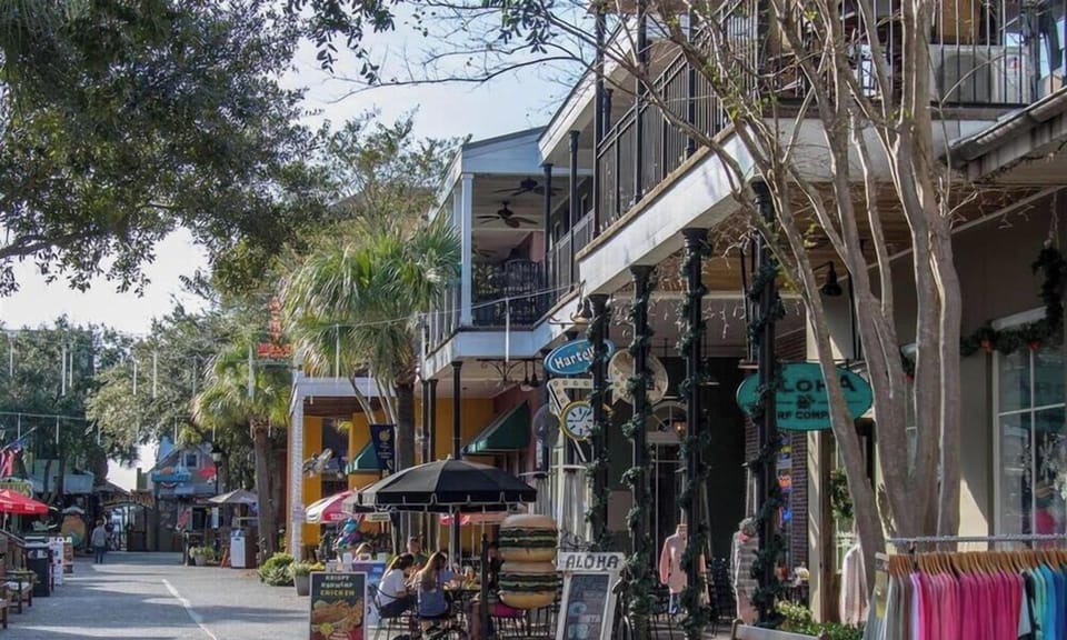 Baytowne Wharf village shops and outdoor dining