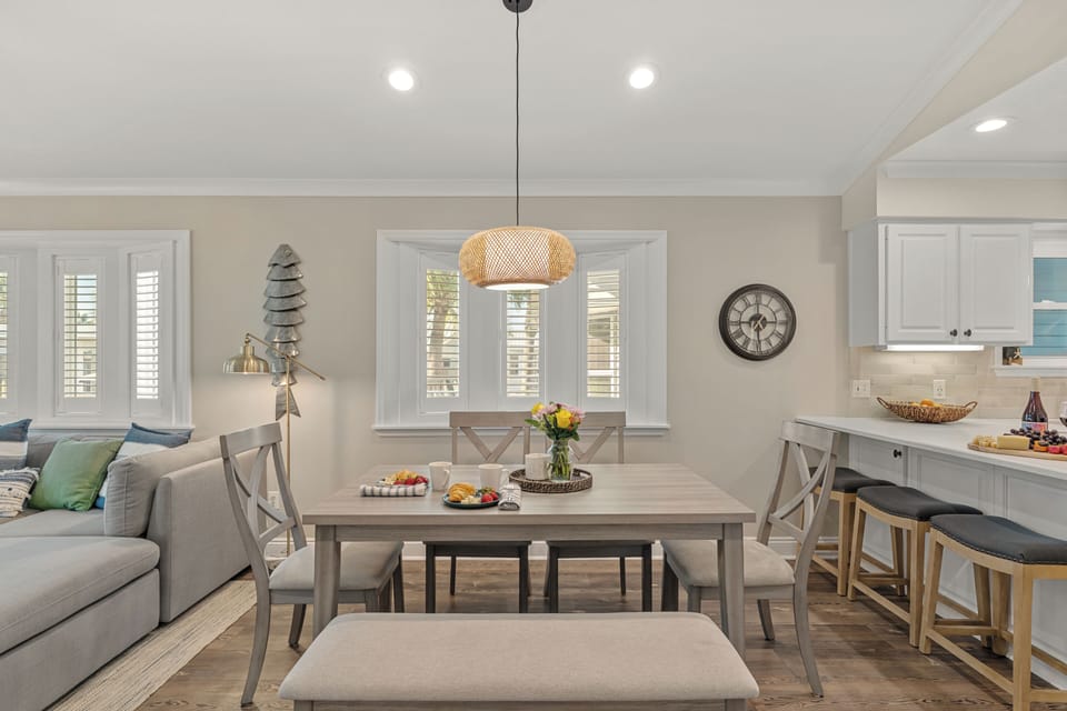 Beautifully lit dining space designed for memorable family meals and dinner parties.