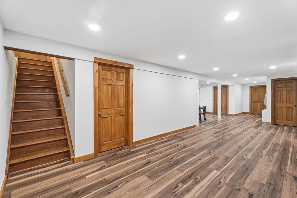 Spacious lower level with easy access to additional bedrooms.