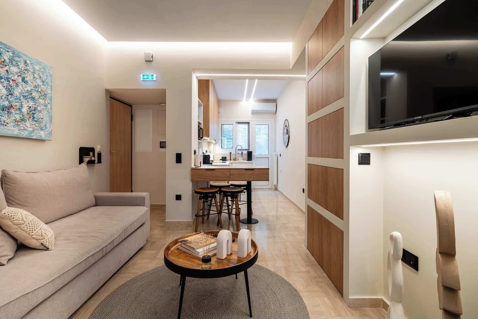 The open plan living area offers a welcoming space for gathering, relaxing, or enjoying quiet moments after sightseeing.