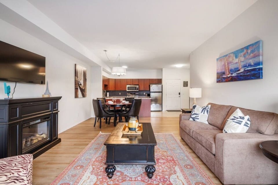 Airy open-concept space designed to feel comfortable and inviting.