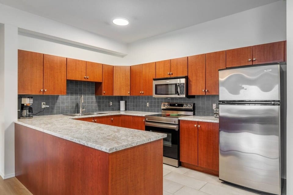 Fully equipped kitchen with everything you need to prepare meals during your stay.