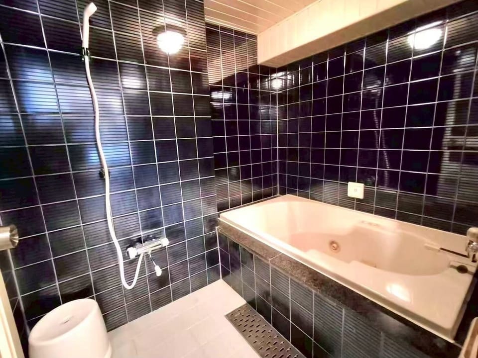 Bathroom | Separate tub and shower, hair dryer, slippers, towels