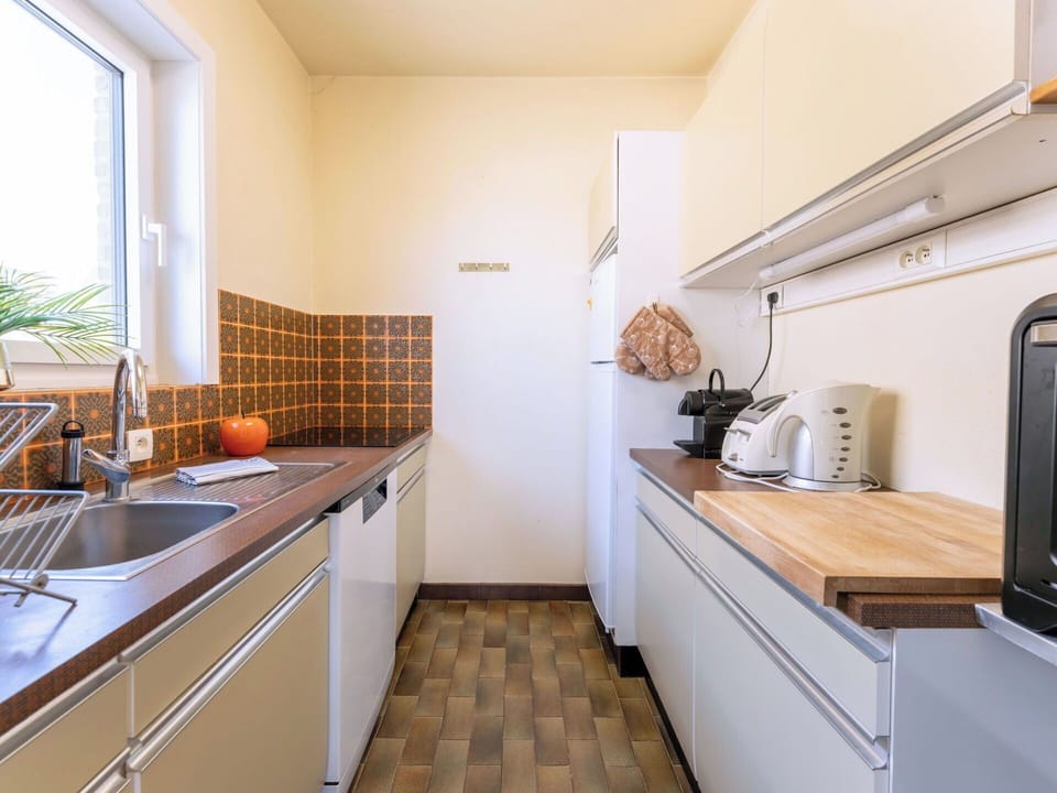 Kitchen, Countertop, Major Appliance, Flooring, Kitchen Sink, Kitchen Appliance, Plumbing Fixture, Sink, Interior Design, Floor