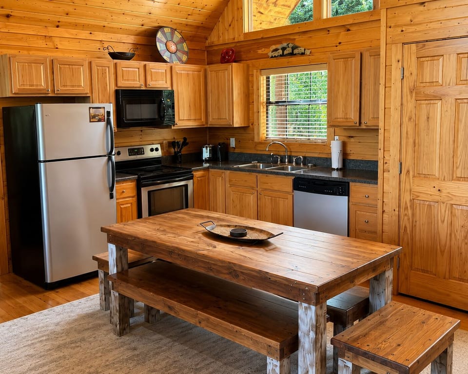 Kitchen with stainless steel appliances, coffee makers (drip and pods), toaster,