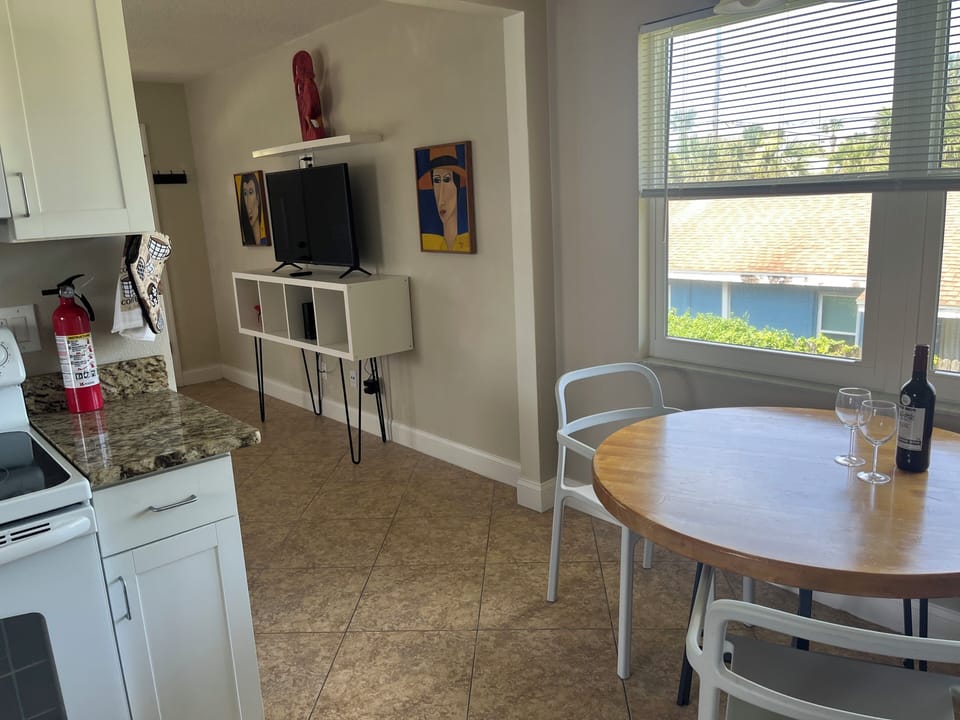 From the kitchen into the living room.