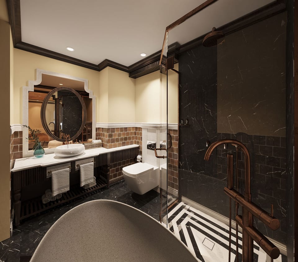 Deluxe Double Room, City View | Bathroom | Free toiletries, hair dryer, bathrobes, slippers