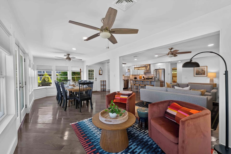 Open-concept living and dining space designed for families and group stays