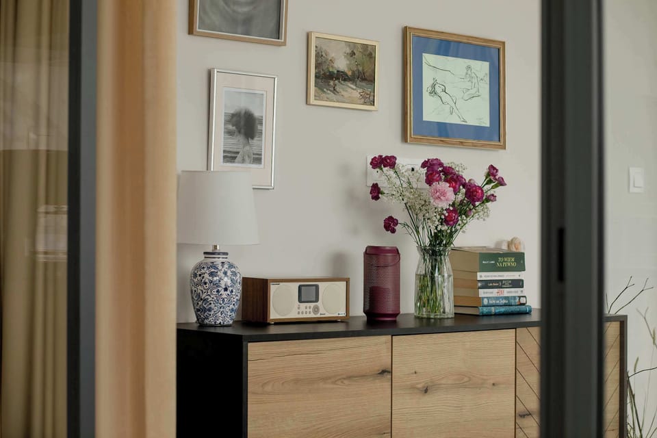 The bedroom's elegant decor creates a serene and restful environment.