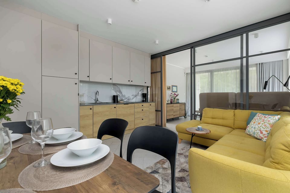 You can relax on the sofa, which can be turned into a double bed.