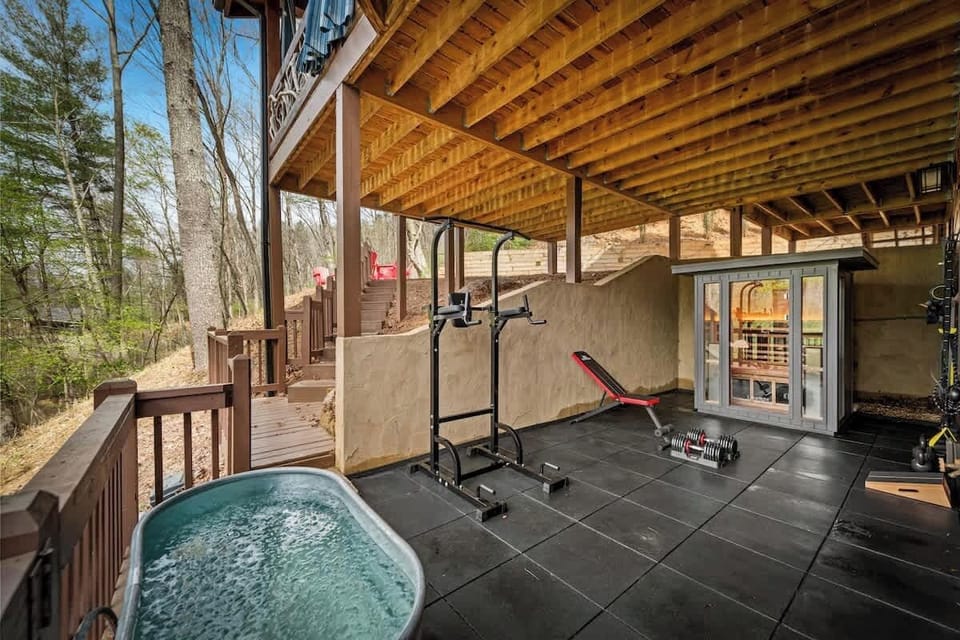 Infrared Sauna, Cold Plunge Tank, Adjustable Dumbbells up to 55 lbs, Kettlebells, Pullup/Dip Station, Adjustable Weight Bench, TRX Suspension Trainer, Resistance Band Set, Foam Roller, Perfect Pushup Bars, Slant Squat Board