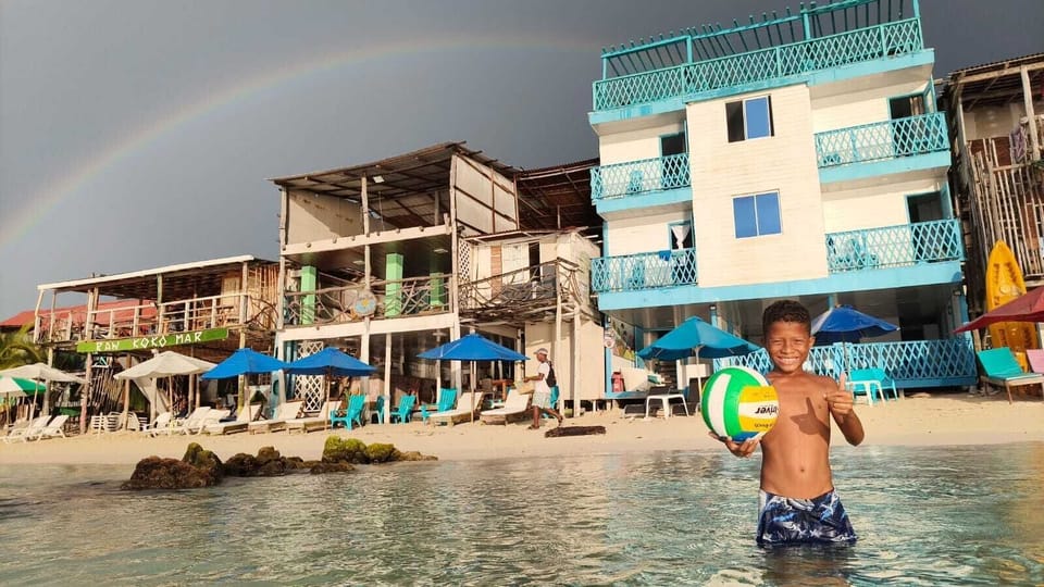 On the beach, white sand, beach bar