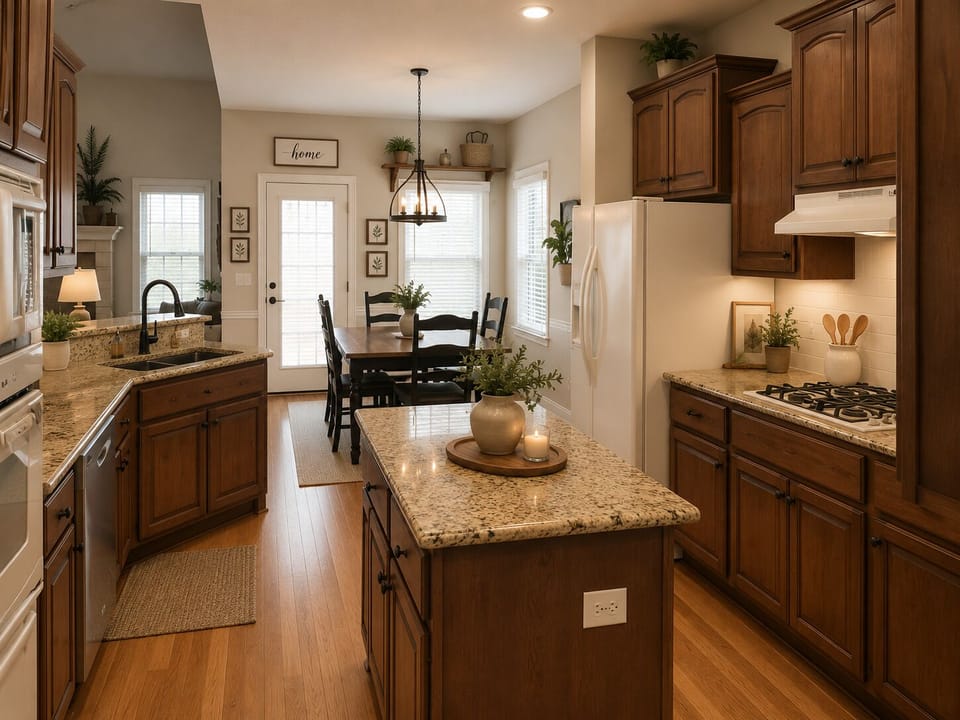 Fully equipped kitchen and dining space perfect for family meals.