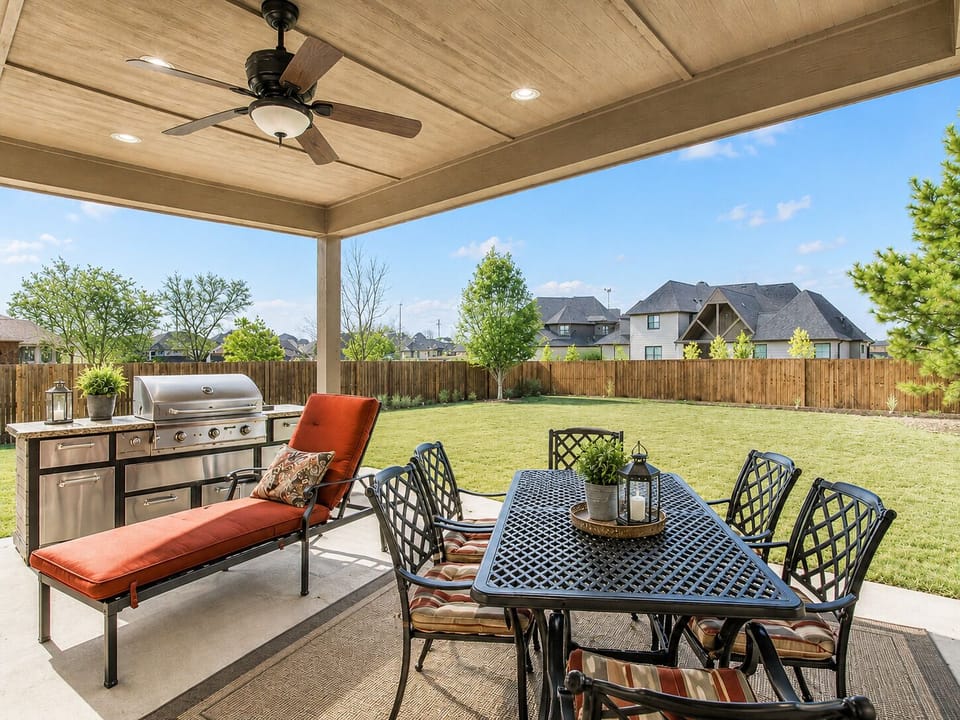 Covered patio ideal for dining, entertaining, and unwinding.