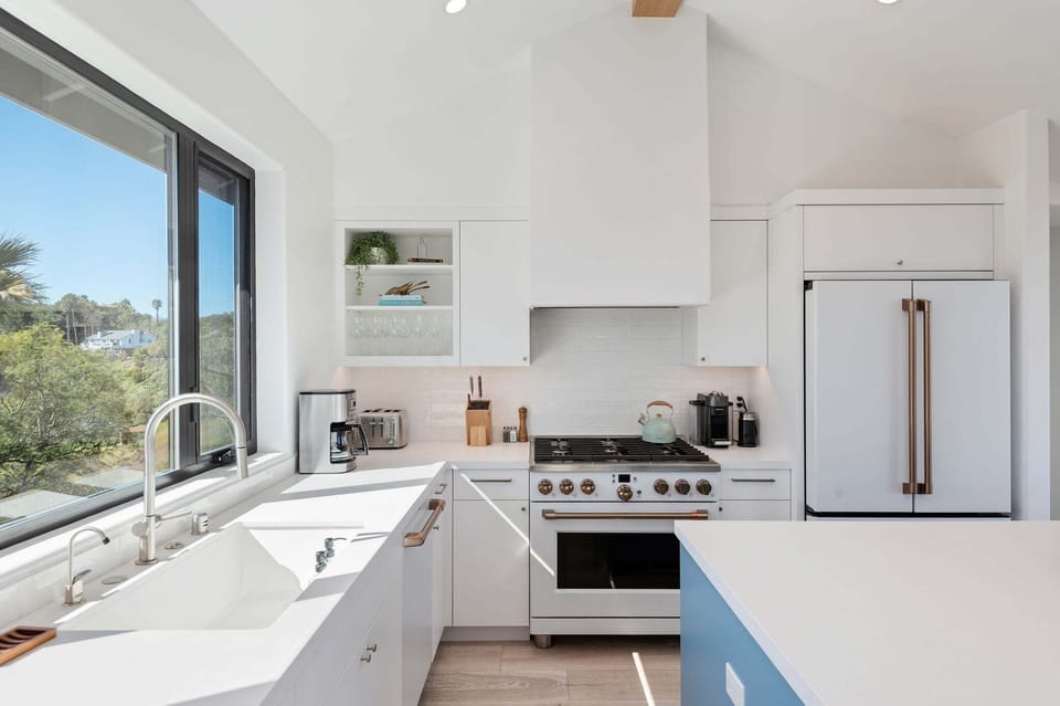 Quality appliances and ample counter space provided in the kitchen