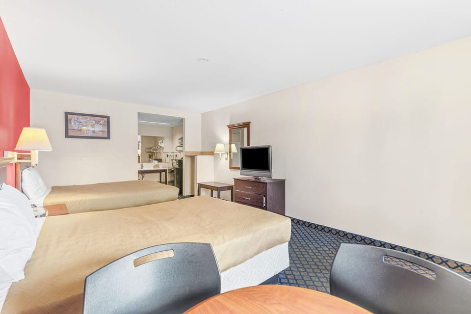 Room, 2 Queen Beds, Smoking | Desk, free WiFi, bed sheets, alarm clocks