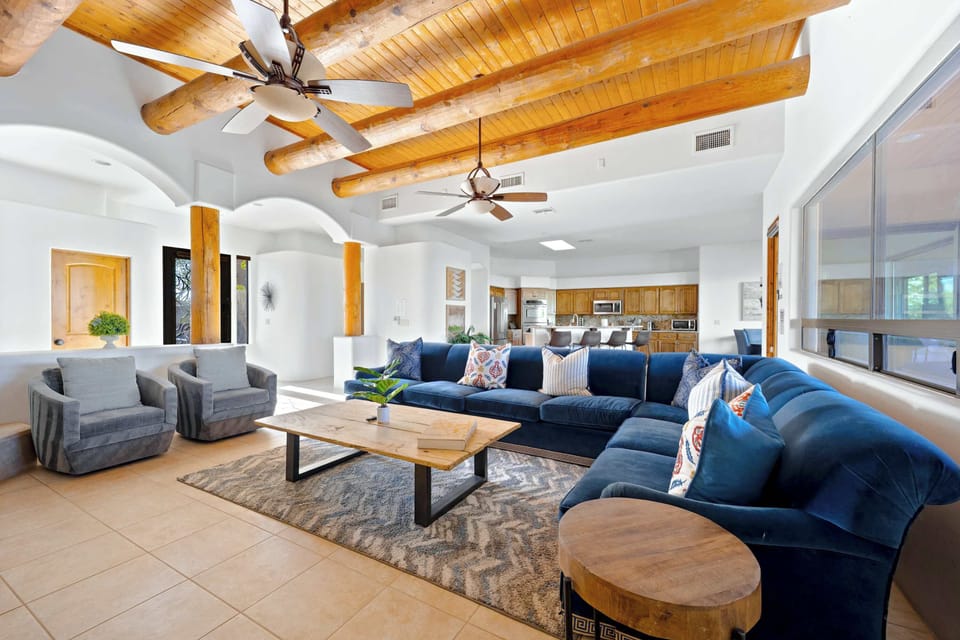 Plenty of room for everyone on the massive sectional sofa.