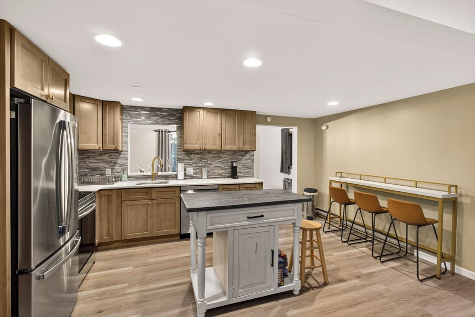 Kitchen with stainless steel appliances