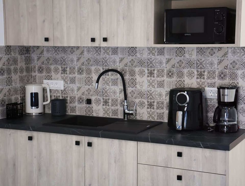 Modern Kitchen Counter with Coffee-Making Essentials