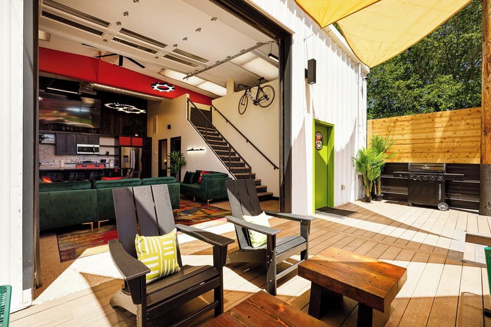 Experience seamless indoor-outdoor living at Bike Barn Kanab, complete with a stylish patio for grilling and relaxing.