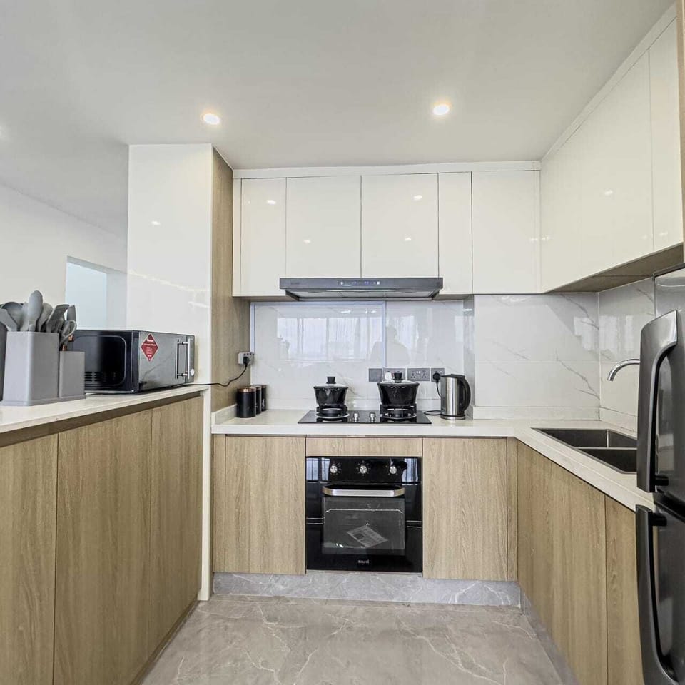 Classic Apartment, Balcony, City View | Private kitchen | Full-size fridge, microwave, oven, stovetop