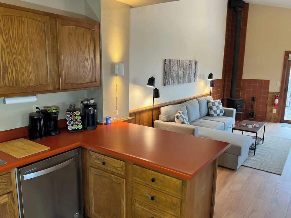 Kitchen area open to living-dining area.