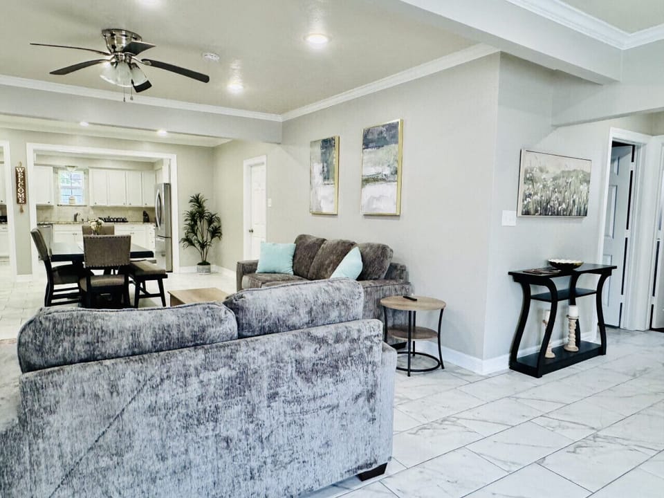 The great room opens up as soon as you step through the front door