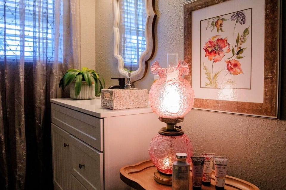 Lovely details are not overlooked in the bathroom